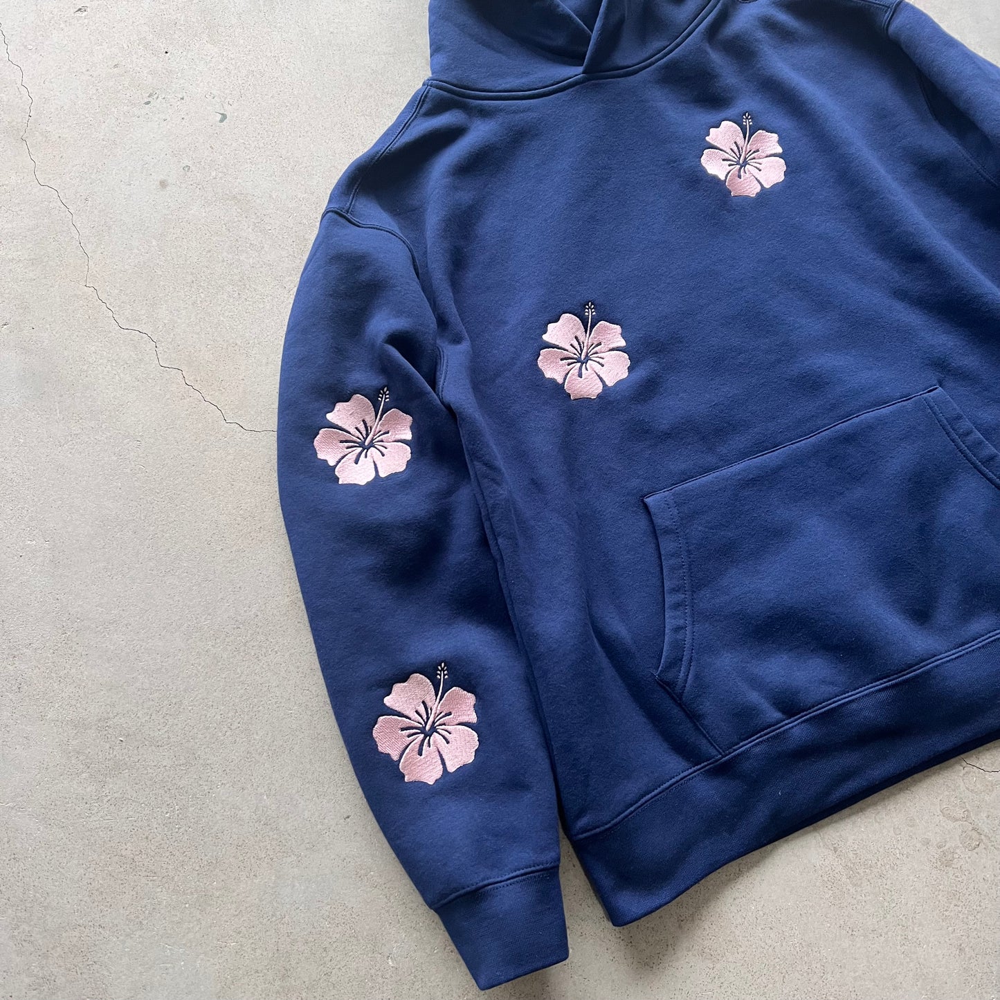 HIbiscus flower embroidered Hoodie