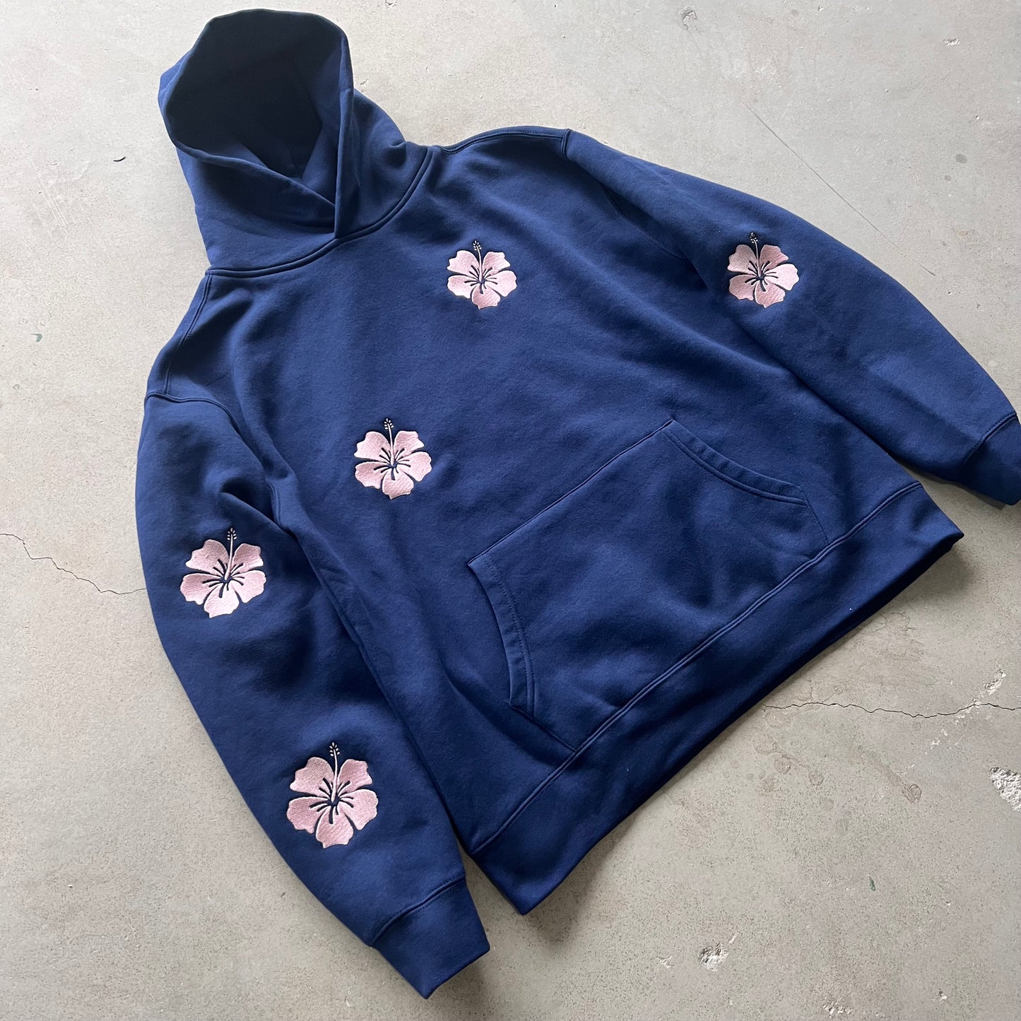 HIbiscus flower embroidered Hoodie