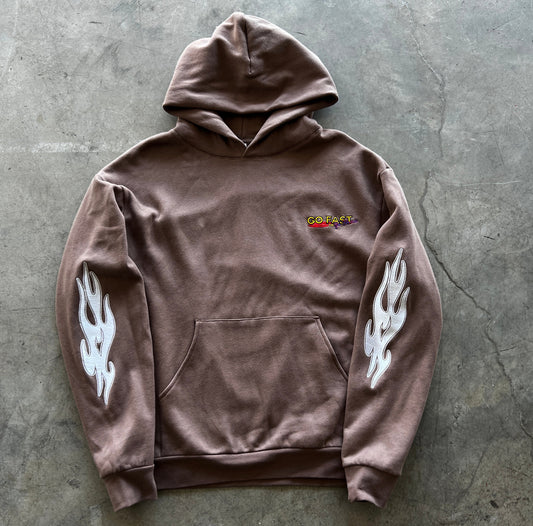 Go Fast Or Go Home Embroidered Hoodie - Brown