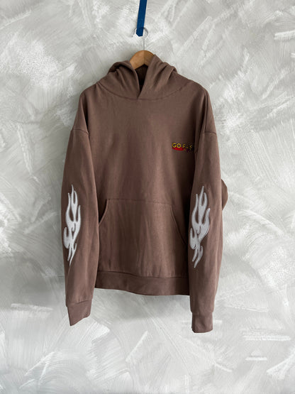 Go Fast Or Go Home Embroidered Hoodie - Brown