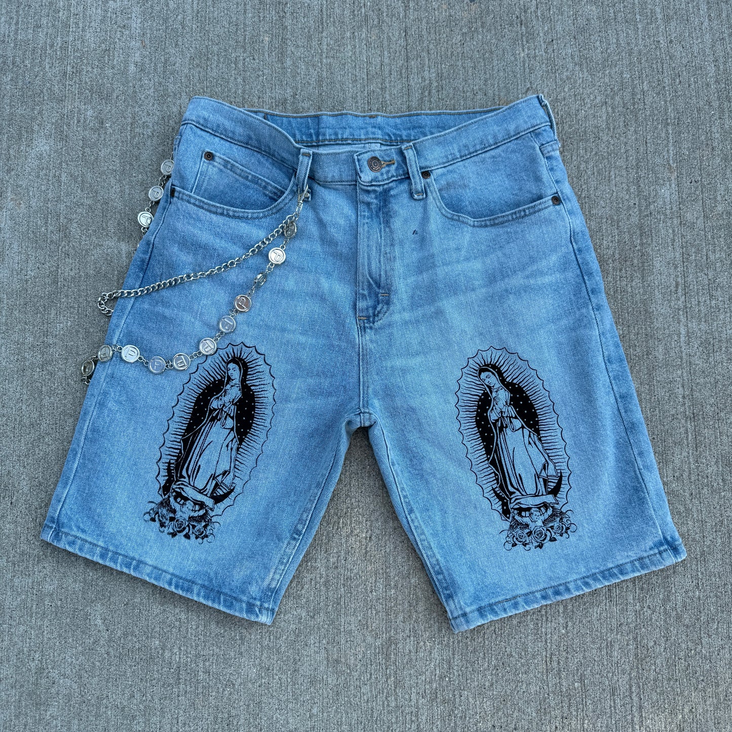 Virgen De Guadalupe Denim Short