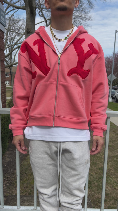 NY Fabric Patch Hoodie - Coral